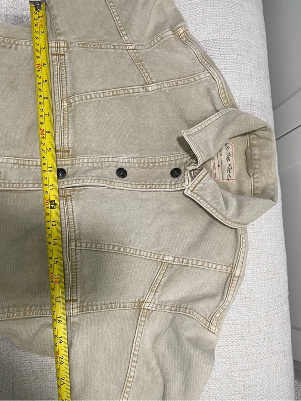 We The Free Star Crossed Boxy Cropped Denim Jacket Frappe Light Beige - Picture 11 of 13